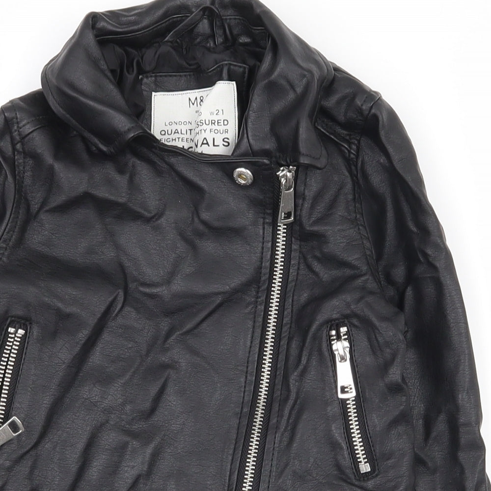 Marks and Spencer Girls Black   Jacket  Size 5-6 Years  Zip - Leather jacket