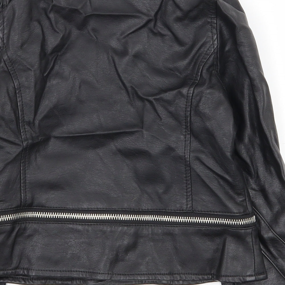 Marks and Spencer Girls Black   Jacket  Size 5-6 Years  Zip - Leather jacket