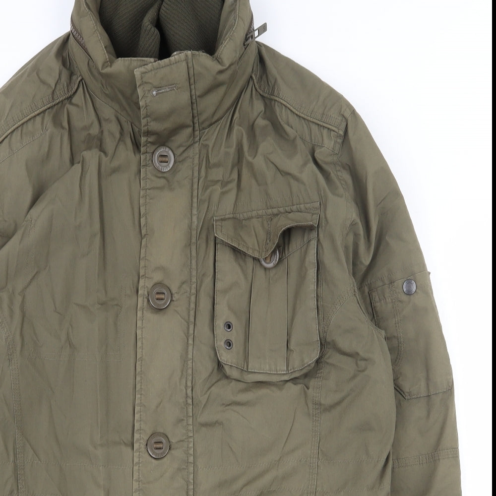 NEXT Mens Green   Jacket Coat Size L  Zip - Pack away hood, Double zip