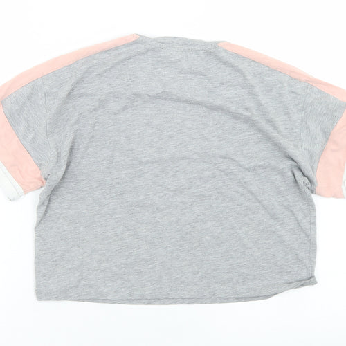 New Look Girls Grey  Cotton Cropped T-Shirt Size 12-13 Years Crew Neck