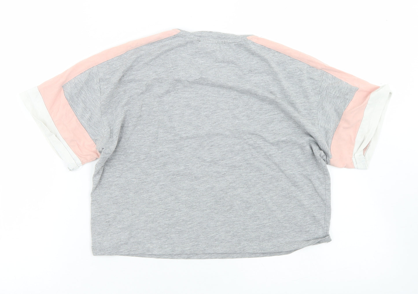 New Look Girls Grey  Cotton Cropped T-Shirt Size 12-13 Years Crew Neck