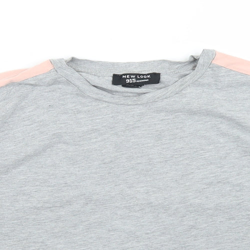 New Look Girls Grey  Cotton Cropped T-Shirt Size 12-13 Years Crew Neck