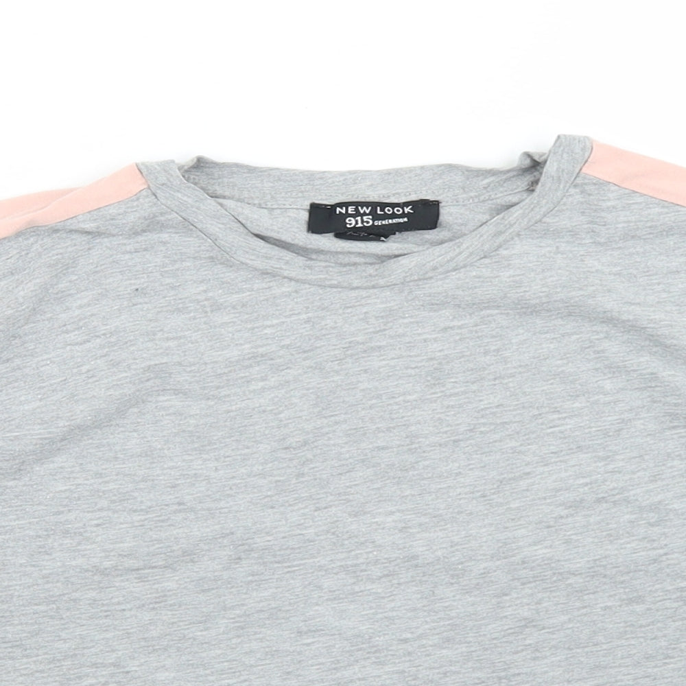 New Look Girls Grey  Cotton Cropped T-Shirt Size 12-13 Years Crew Neck