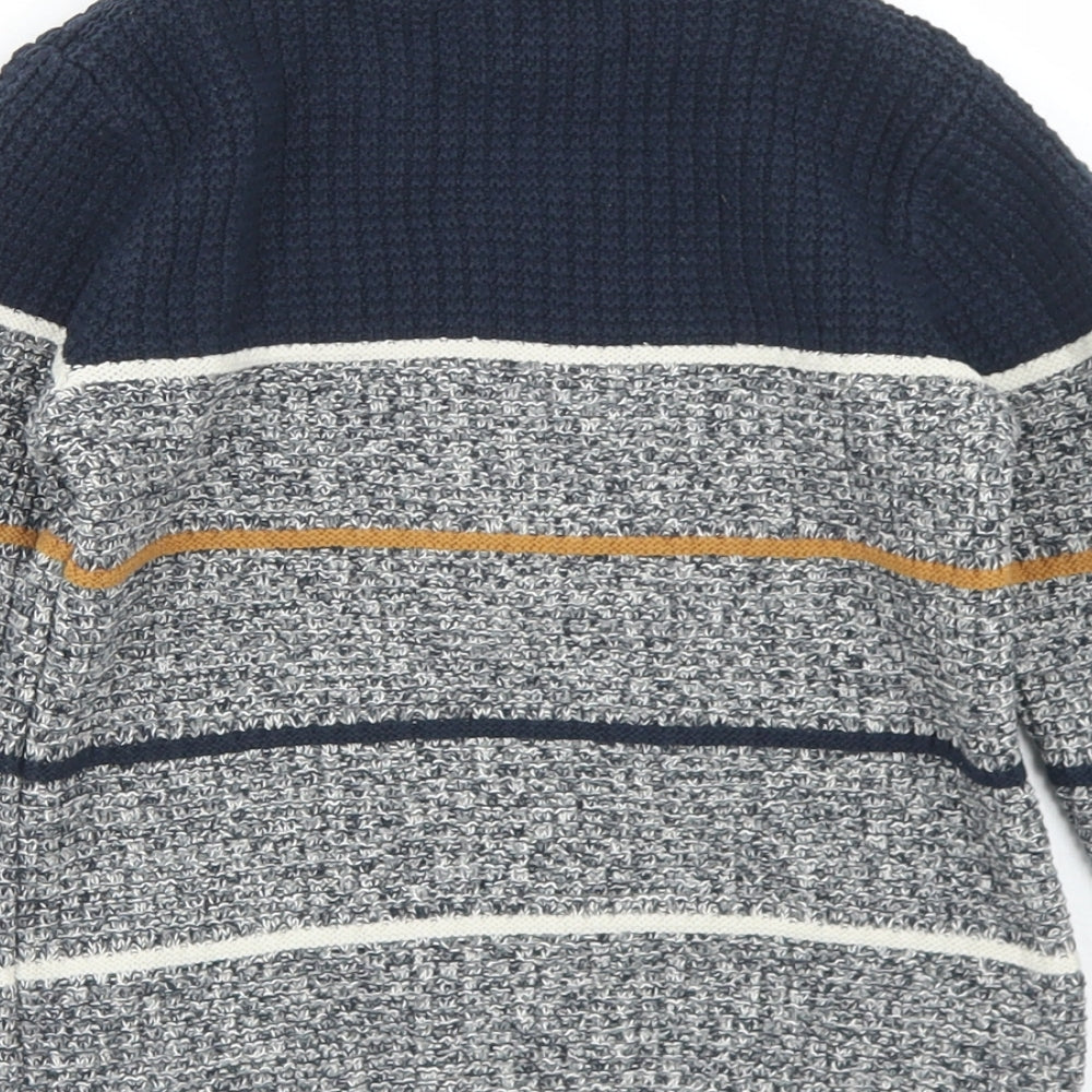 George Boys Blue Crew Neck Striped Cotton Pullover Jumper Size 4-5 Years