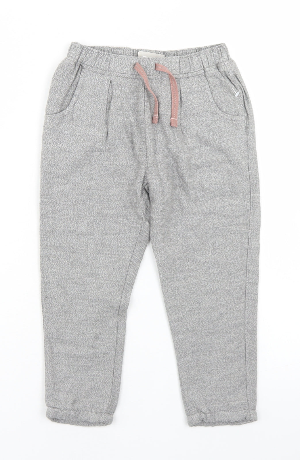 NEXT Girls Grey  Cotton Dress Pants Trousers Size 2-3 Years  Regular Drawstring