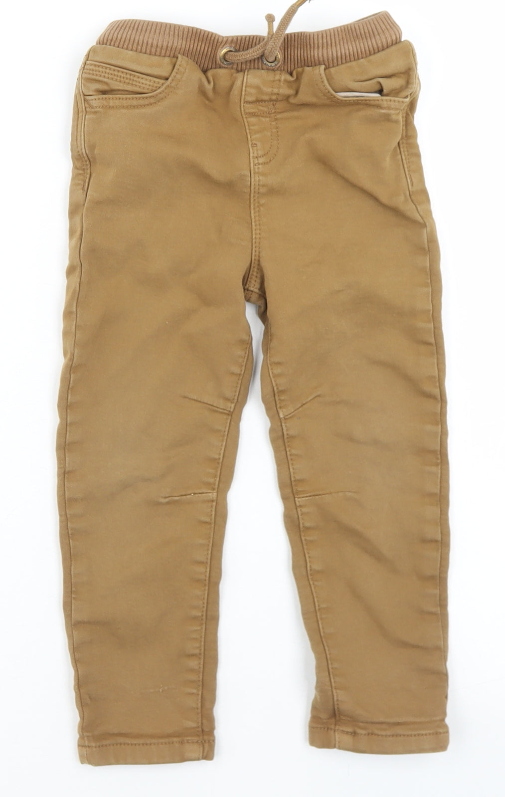 George Boys Brown  Cotton Chino Trousers Size 3-4 Years  Regular Drawstring