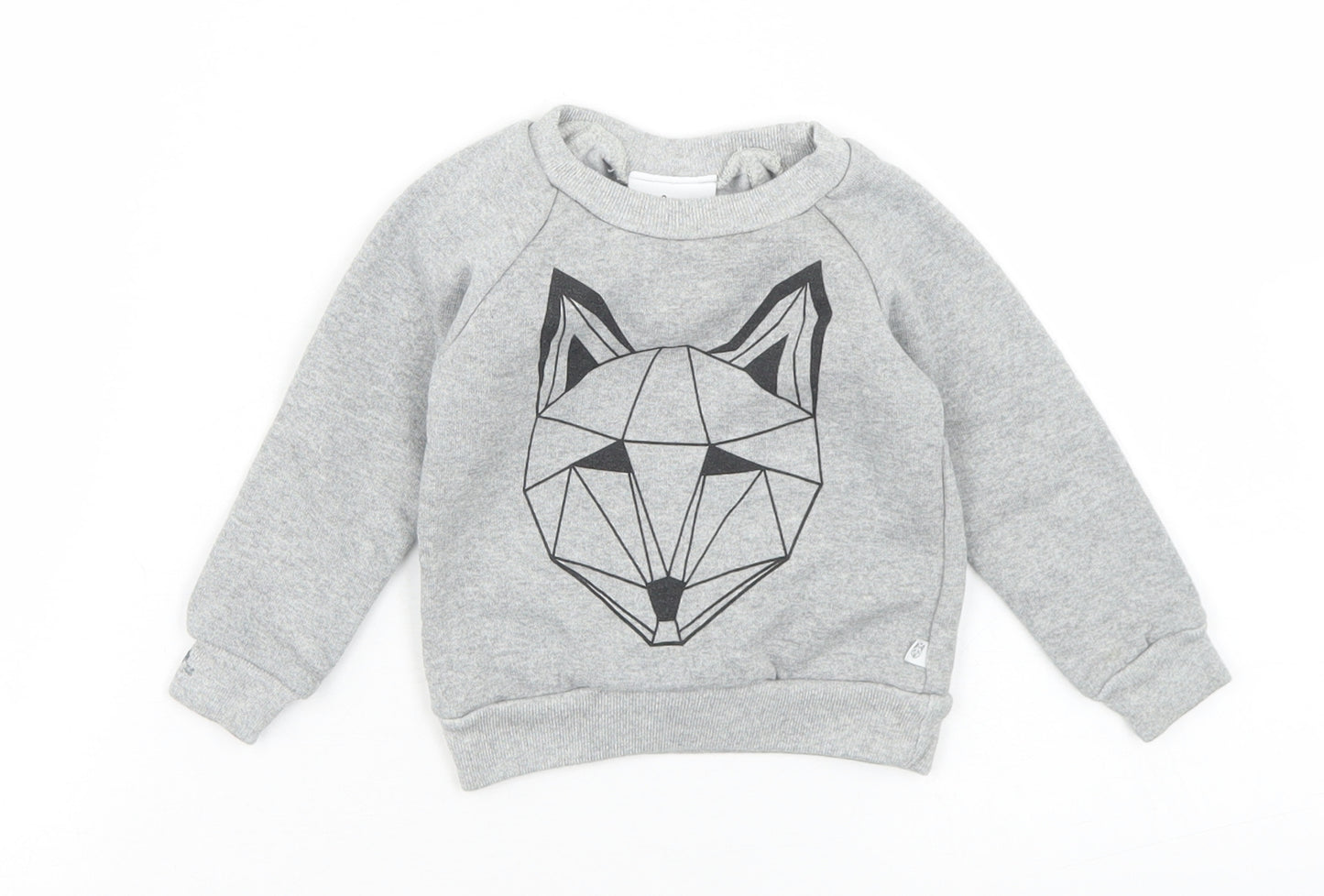 Tobias & The Bear Boys Grey  Cotton Pullover Casual Size 0-3 Months Crew Neck  - Geometric Fox
