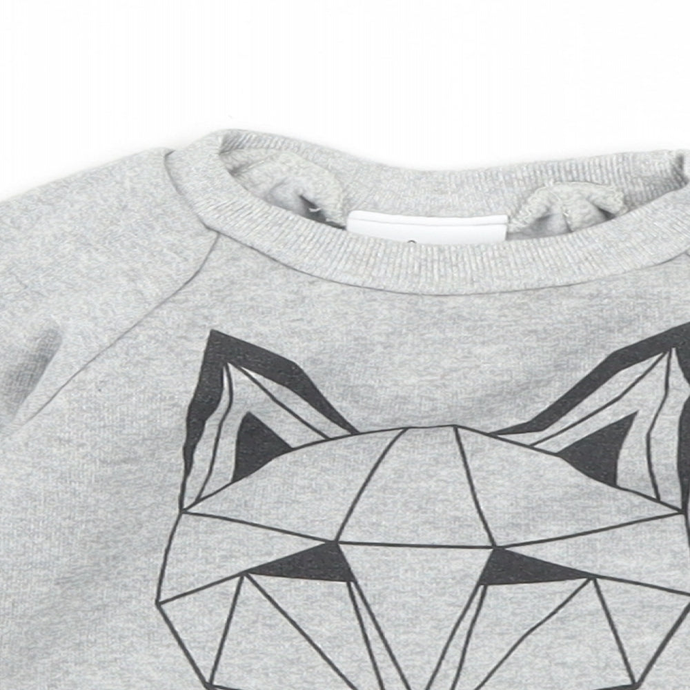 Tobias & The Bear Boys Grey  Cotton Pullover Casual Size 0-3 Months Crew Neck  - Geometric Fox