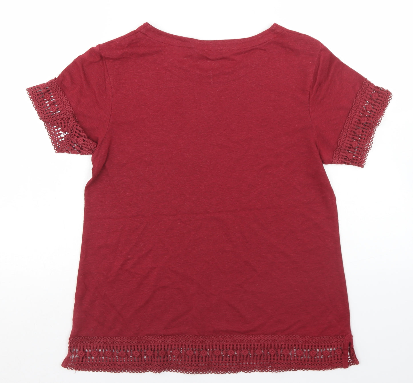 George Womens Red  Linen Basic T-Shirt Size 10 Round Neck