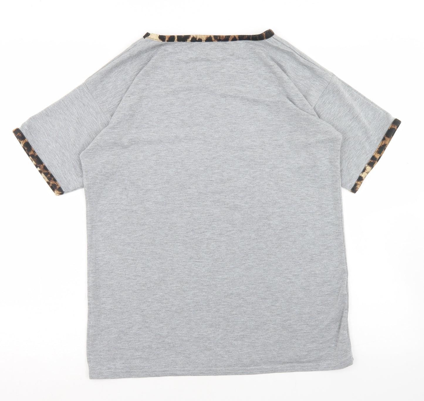 Boohoo Womens Grey  Polyester Basic T-Shirt Size 10 Round Neck