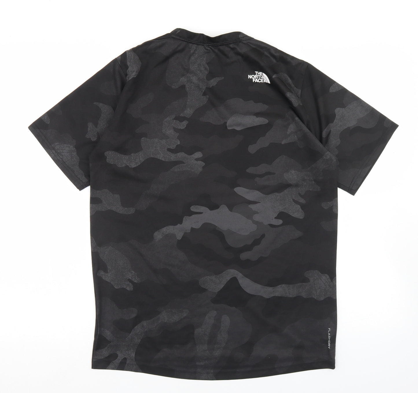 The North Face Boys Grey Camouflage Polyester Basic T-Shirt Size XL Crew Neck