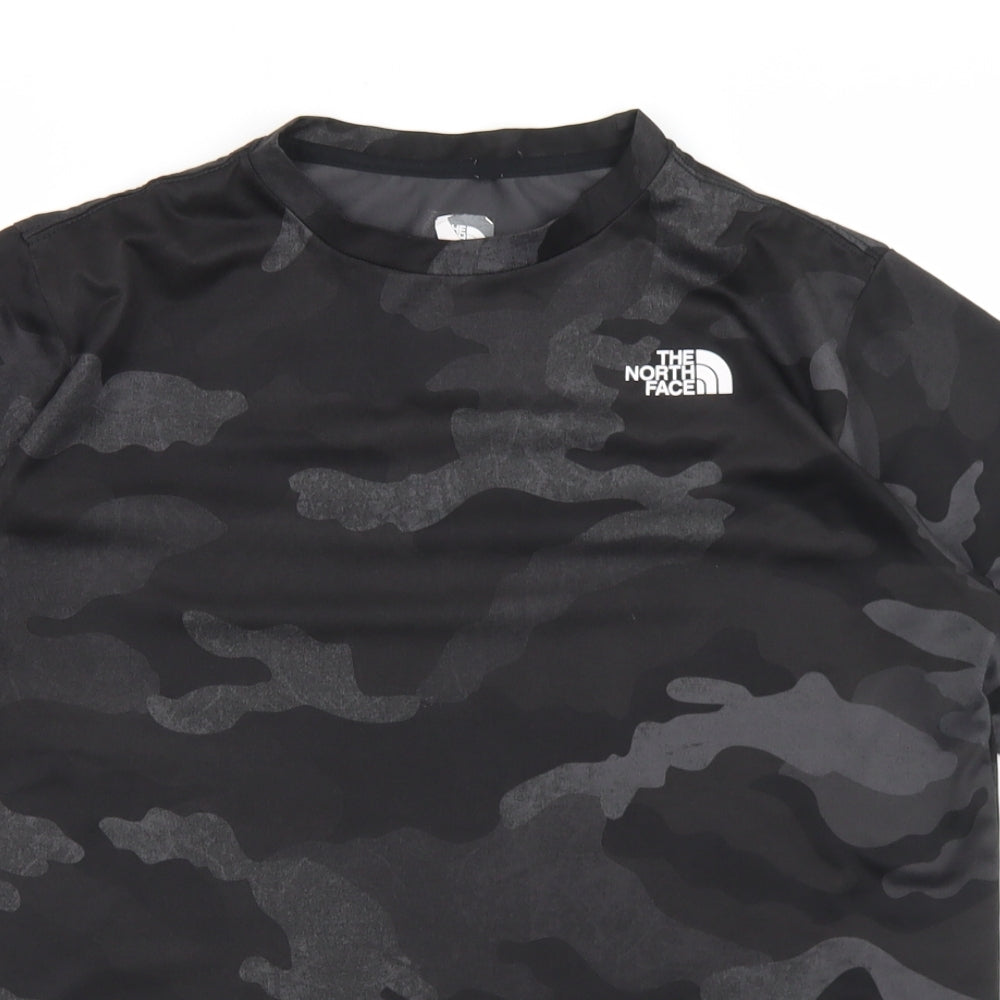 The North Face Boys Grey Camouflage Polyester Basic T-Shirt Size XL Crew Neck