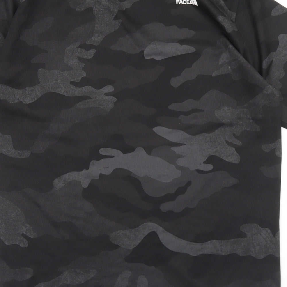 The North Face Boys Grey Camouflage Polyester Basic T-Shirt Size XL Crew Neck
