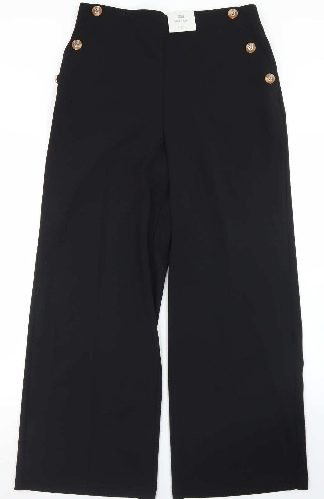 F&F Womens Black  Polyester Dress Pants Trousers Size 14 L29 in Regular