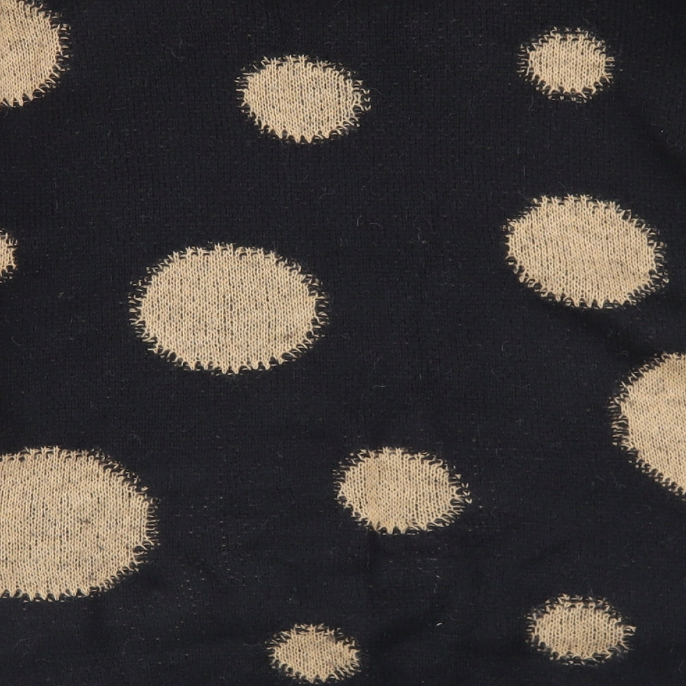 Miss Selfridge Womens Black Crew Neck Polka Dot Acrylic Pullover Jumper Size 12