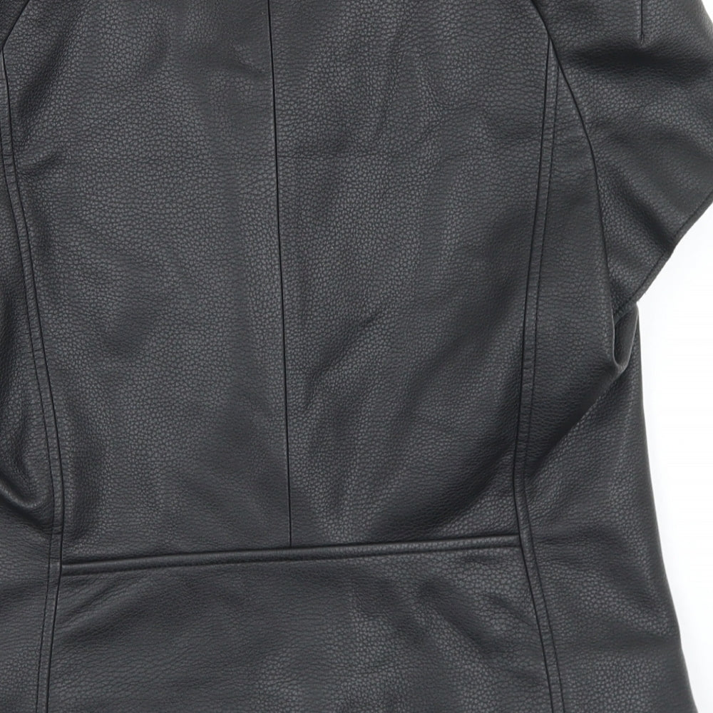 Zara Womens Black   Biker Jacket Size M  Zip - Short Sleeve