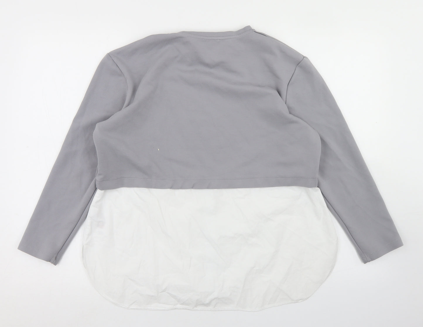 Gallery Womens Grey  Viscose Basic Blouse Size M Round Neck