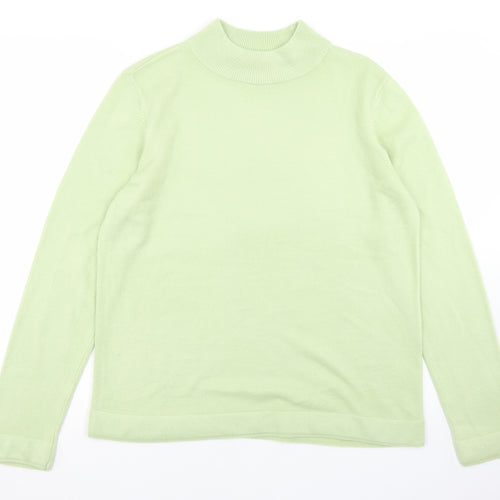 BM Womens Green Mock Neck  Acrylic Pullover Jumper Size M