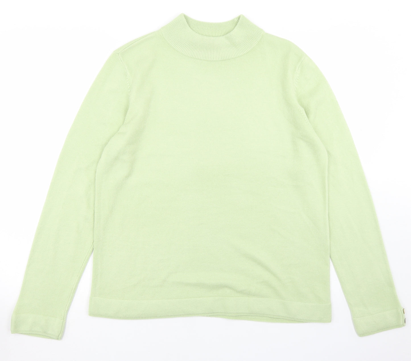 BM Womens Green Mock Neck  Acrylic Pullover Jumper Size M