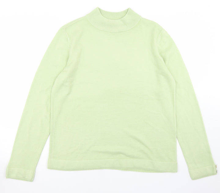 BM Womens Green Mock Neck  Acrylic Pullover Jumper Size M