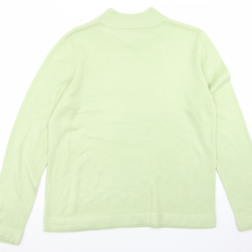 BM Womens Green Mock Neck  Acrylic Pullover Jumper Size M