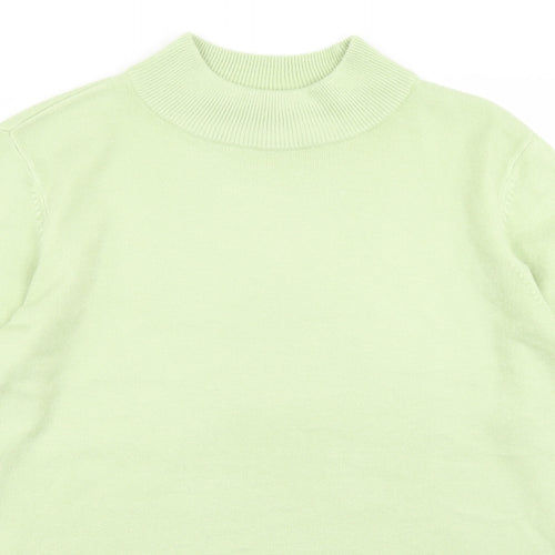 BM Womens Green Mock Neck  Acrylic Pullover Jumper Size M