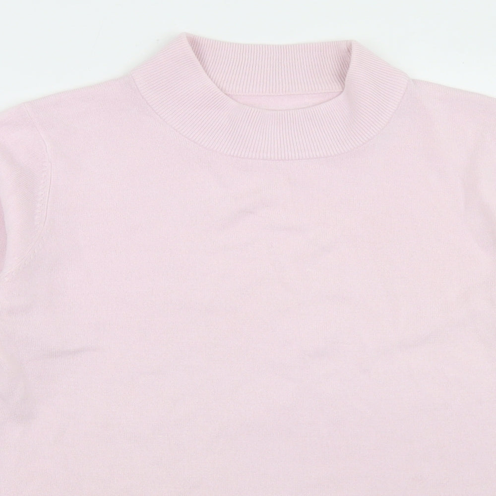 Preworn Womens Pink Crew Neck  Acrylic Pullover Jumper Size S