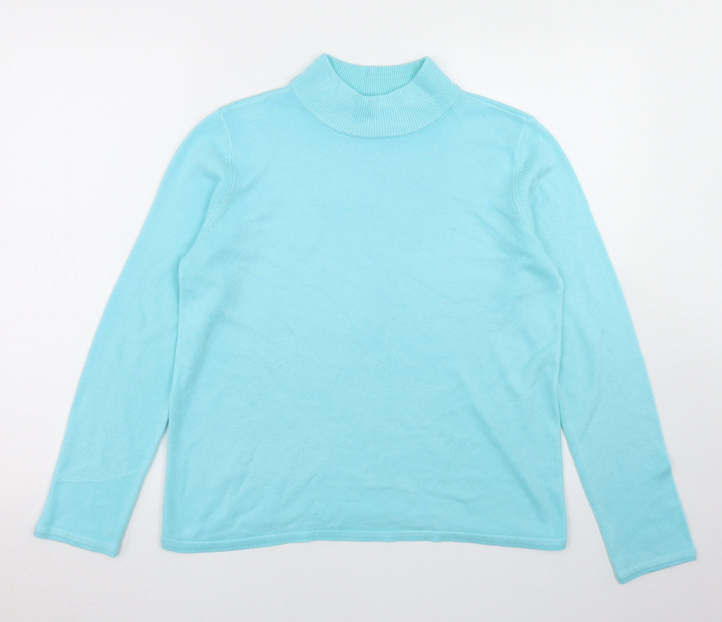 BM Womens Blue Mock Neck  Acrylic Pullover Jumper Size S