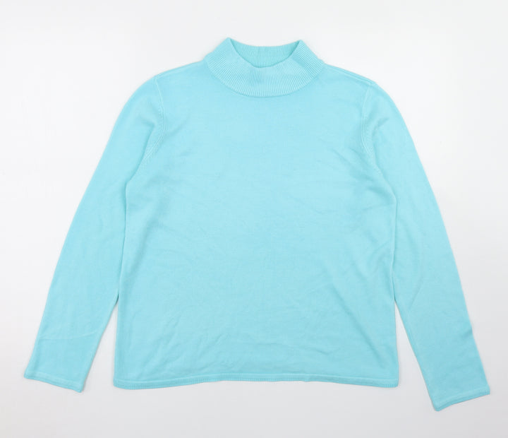 BM Womens Blue Mock Neck  Acrylic Pullover Jumper Size S
