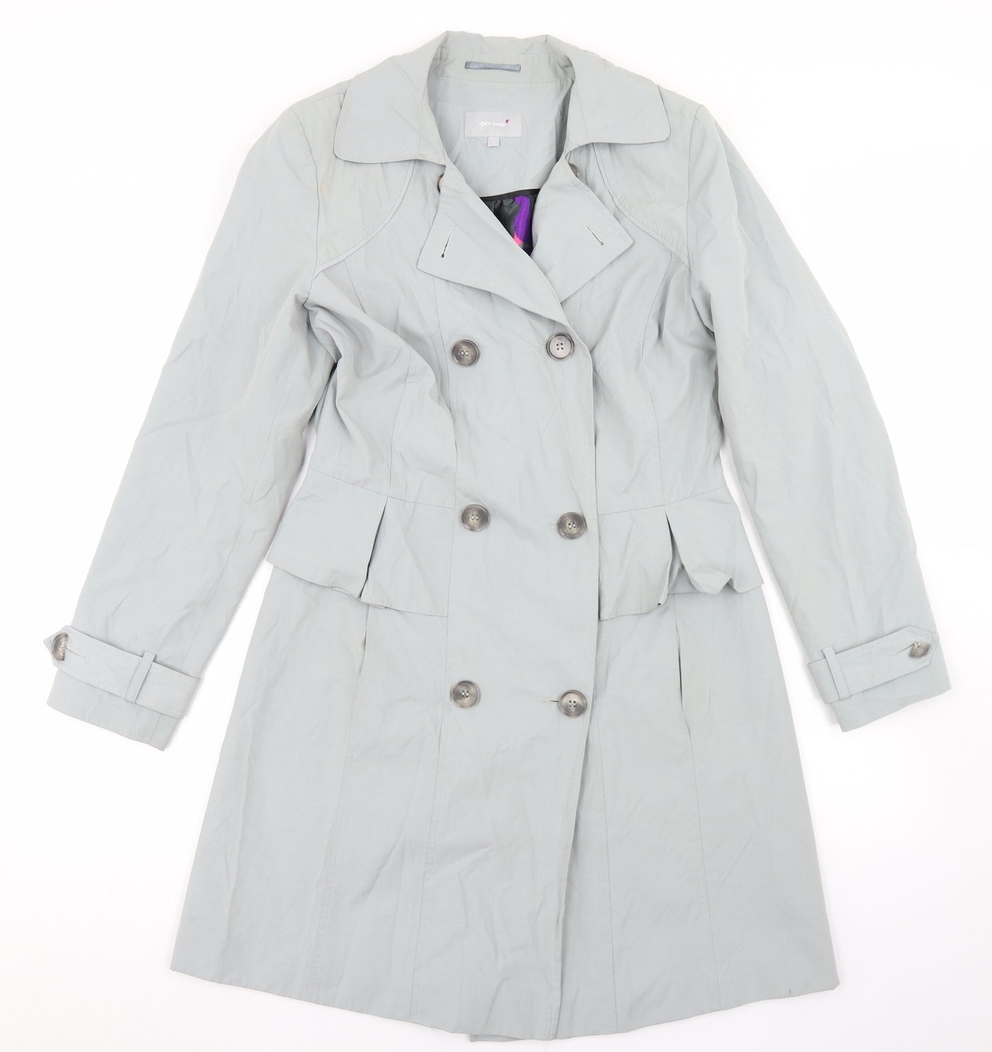 Per Una Womens Grey   Overcoat Coat Size 12  Button