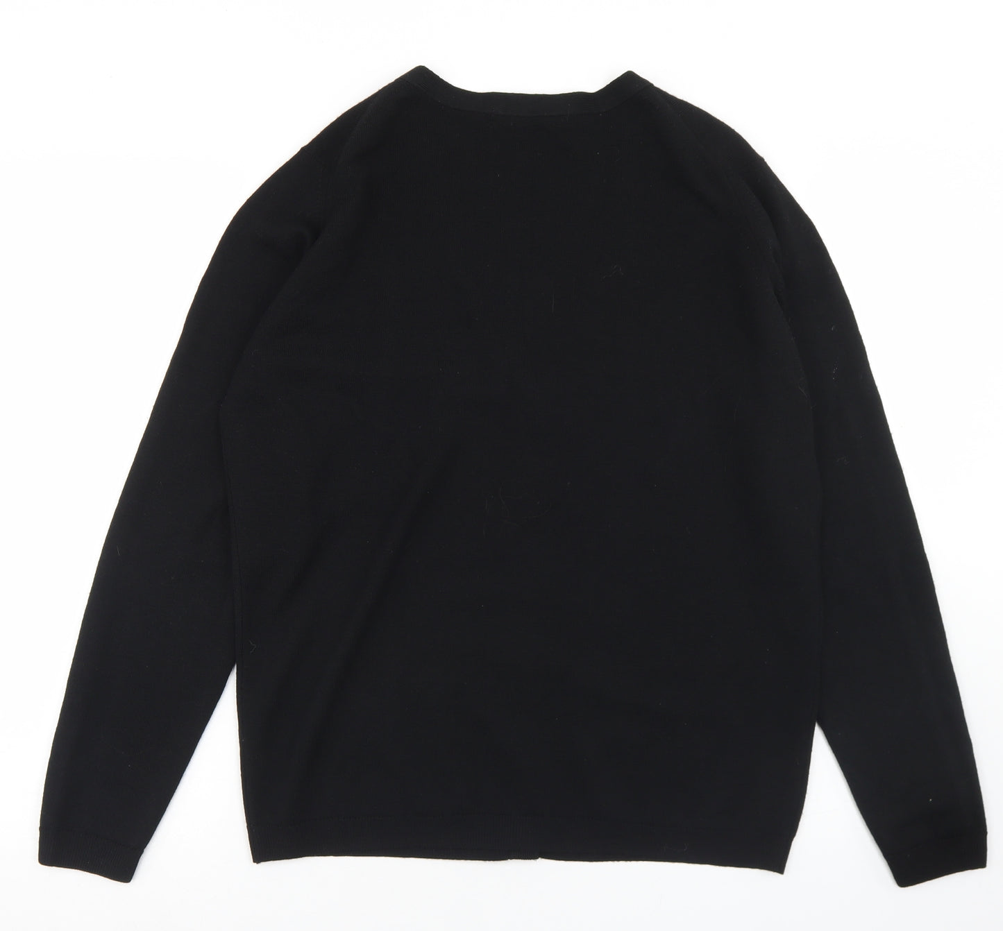 EWM Womens Black V-Neck  Wool Cardigan Jumper Size 14