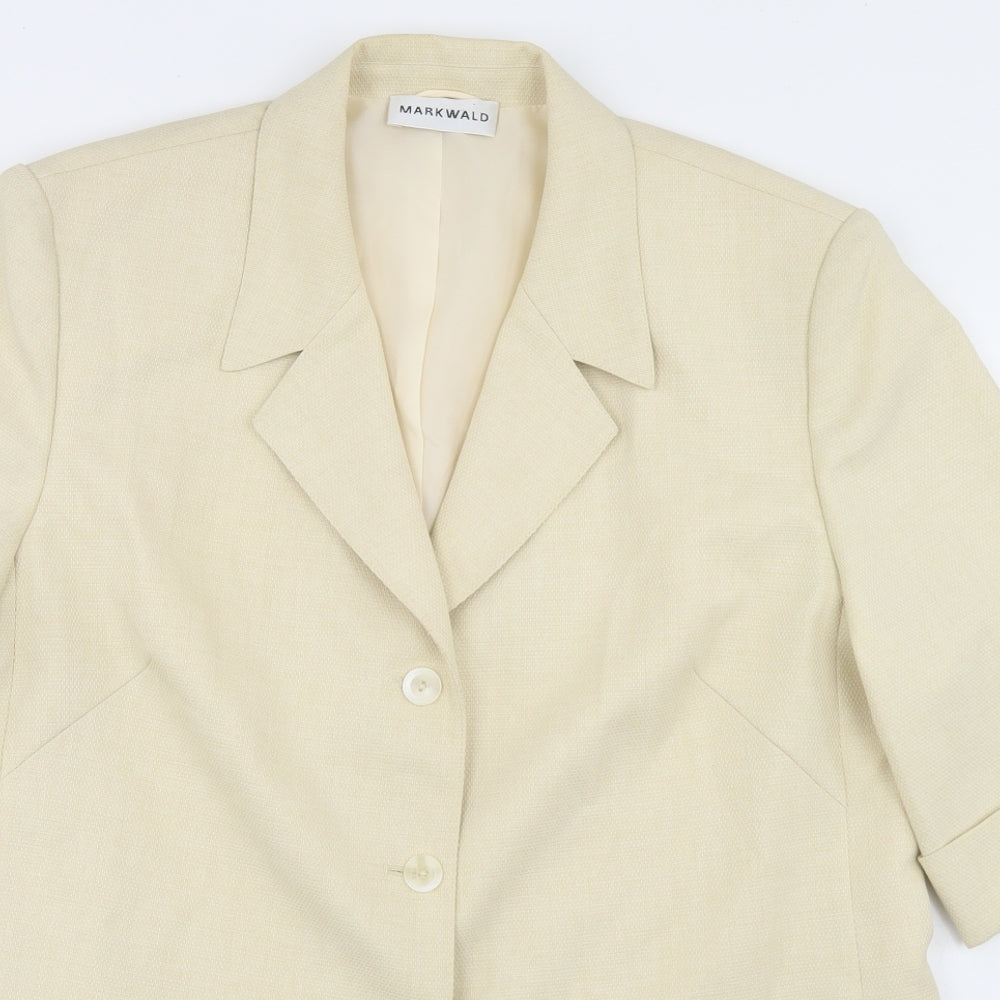 Markwald Womens Beige  Polyester Jacket Blazer Size 18