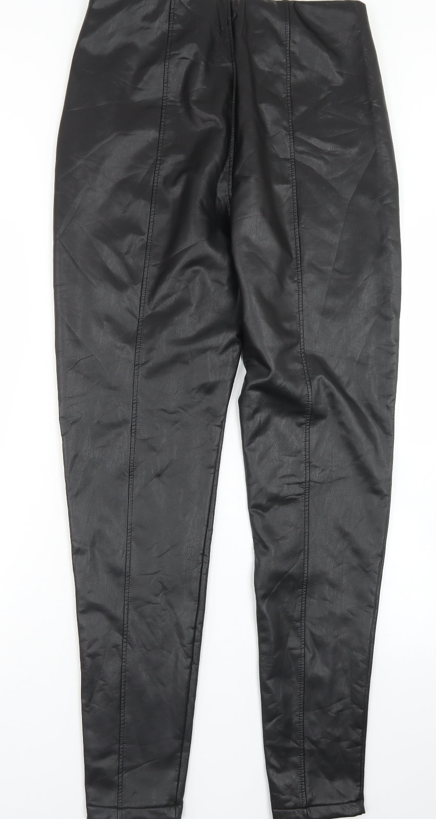 New Look Womens Black  Polyurethane Trousers  Size 16 L30 in Regular Zip
