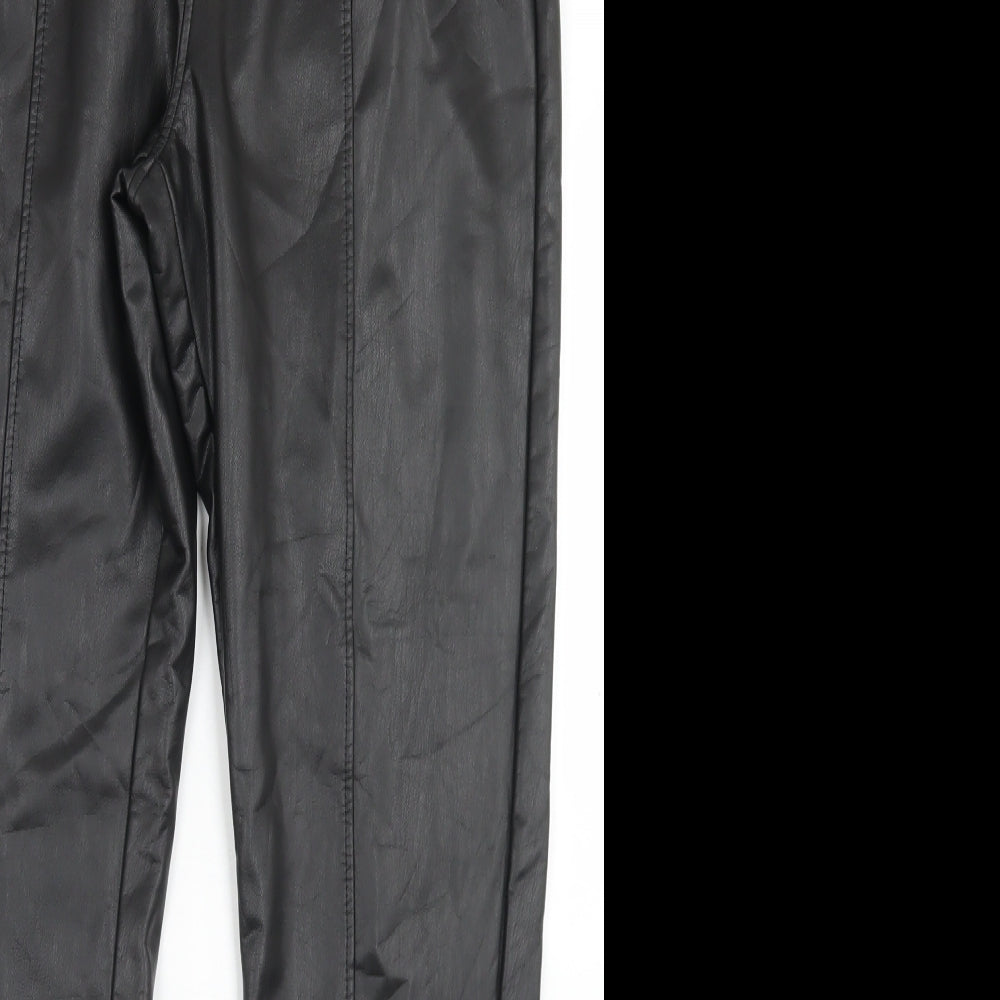New Look Womens Black  Polyurethane Trousers  Size 16 L30 in Regular Zip