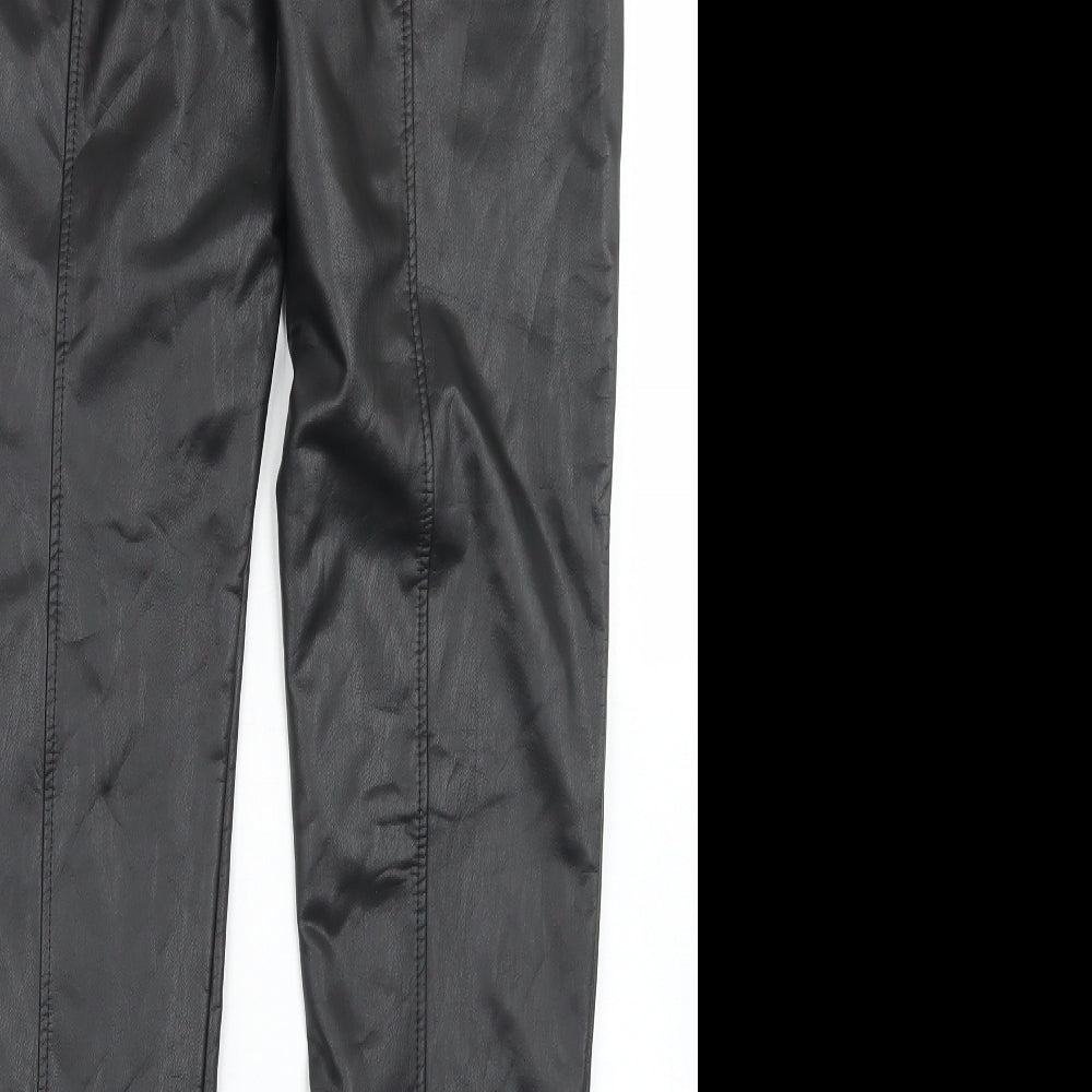 New Look Womens Black  Polyurethane Trousers  Size 16 L30 in Regular Zip