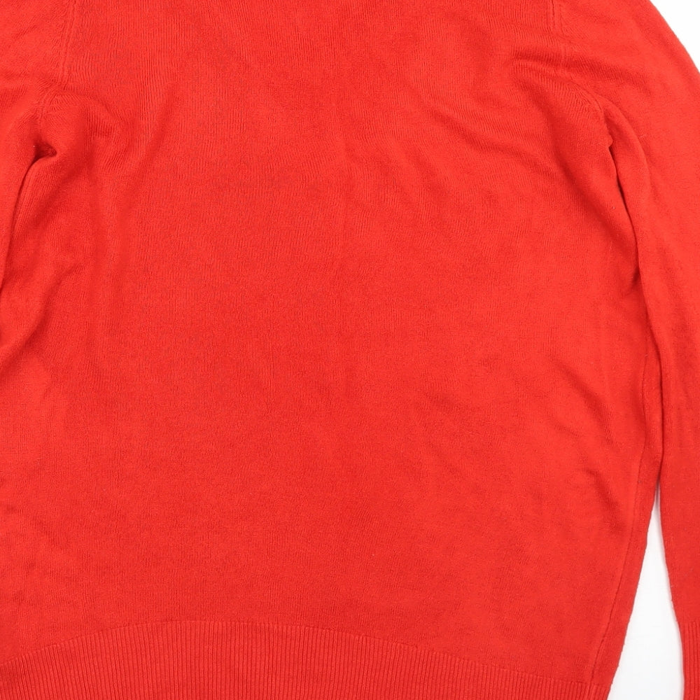 Papaya Womens Red V-Neck  Acrylic Pullover Jumper Size S   - Cut outs