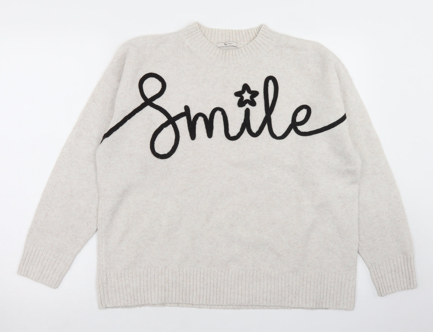 TU Womens Beige Crew Neck  Acrylic Pullover Jumper Size 16   - Smile