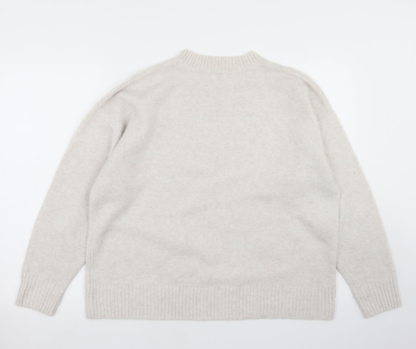 TU Womens Beige Crew Neck  Acrylic Pullover Jumper Size 16   - Smile