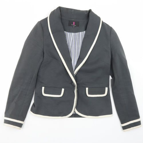 Simon Jeffrey Womens Grey  Cotton Jacket Blazer Size 10
