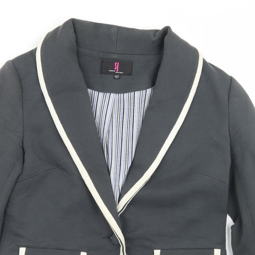 Simon Jeffrey Womens Grey  Cotton Jacket Blazer Size 10
