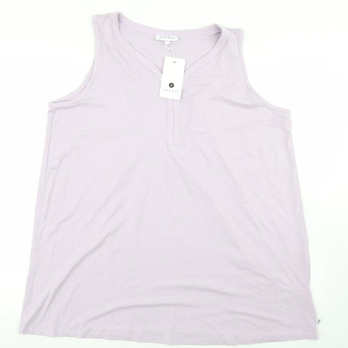 Zhenzi Womens Purple  Viscose Basic Tank Size M Round Neck