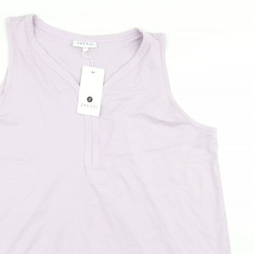 Zhenzi Womens Purple  Viscose Basic Tank Size M Round Neck