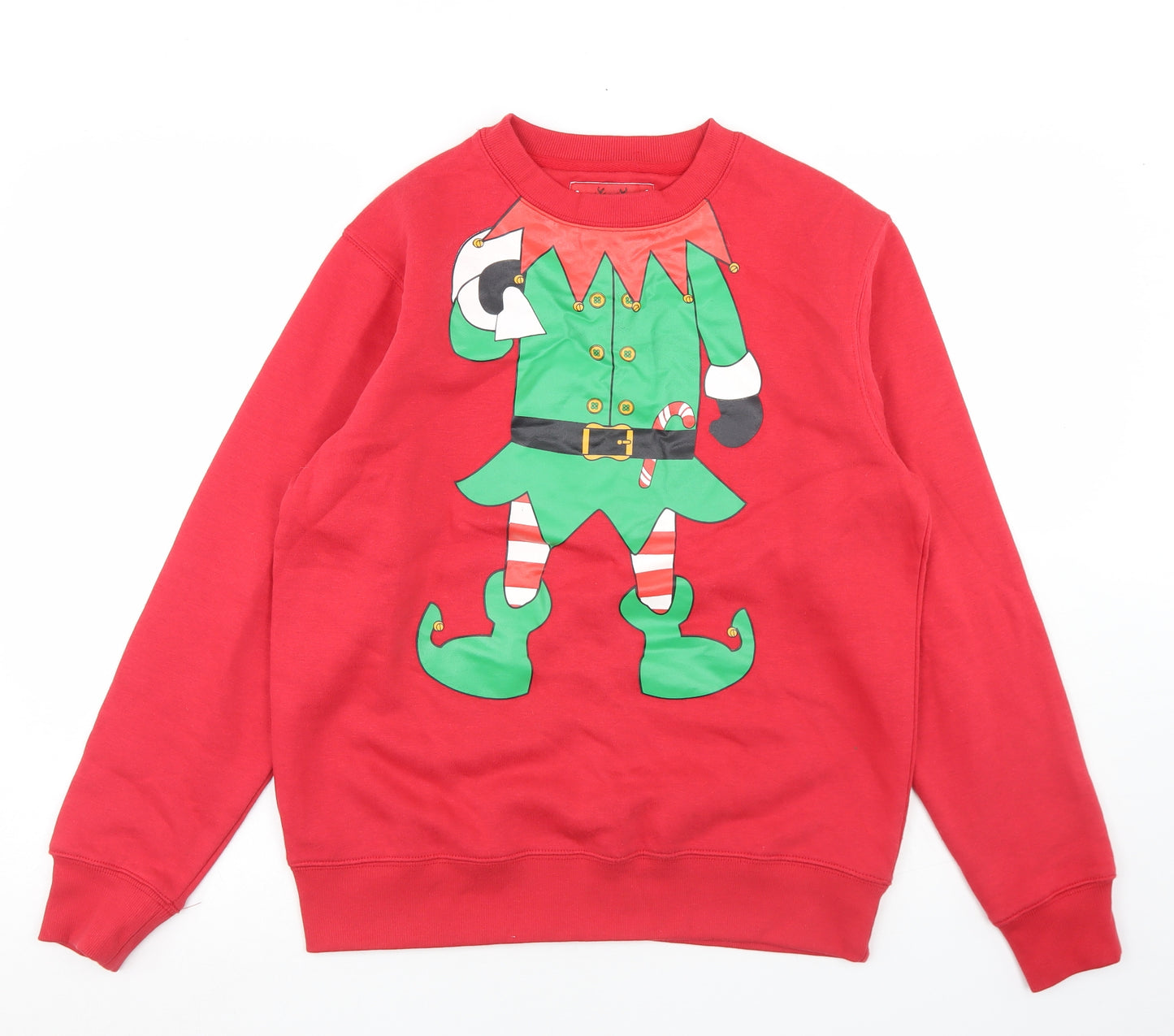 The Christmas Workshop Mens Red  Cotton Pullover Sweatshirt Size M   - Christmas Jumper Elf