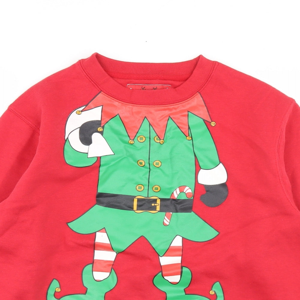 The Christmas Workshop Mens Red  Cotton Pullover Sweatshirt Size M   - Christmas Jumper Elf