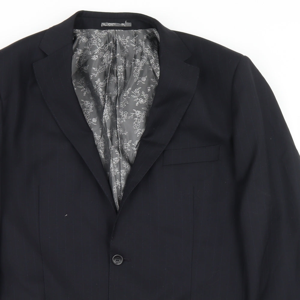 Pierre Cardin Mens Blue Striped Wool Jacket Blazer Size 42