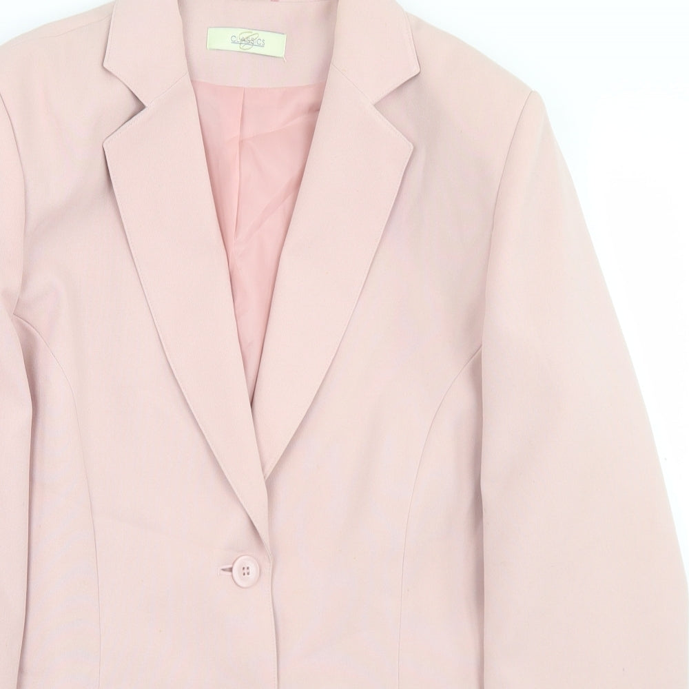 Classics Womens Pink  Polyester Jacket Blazer Size 16