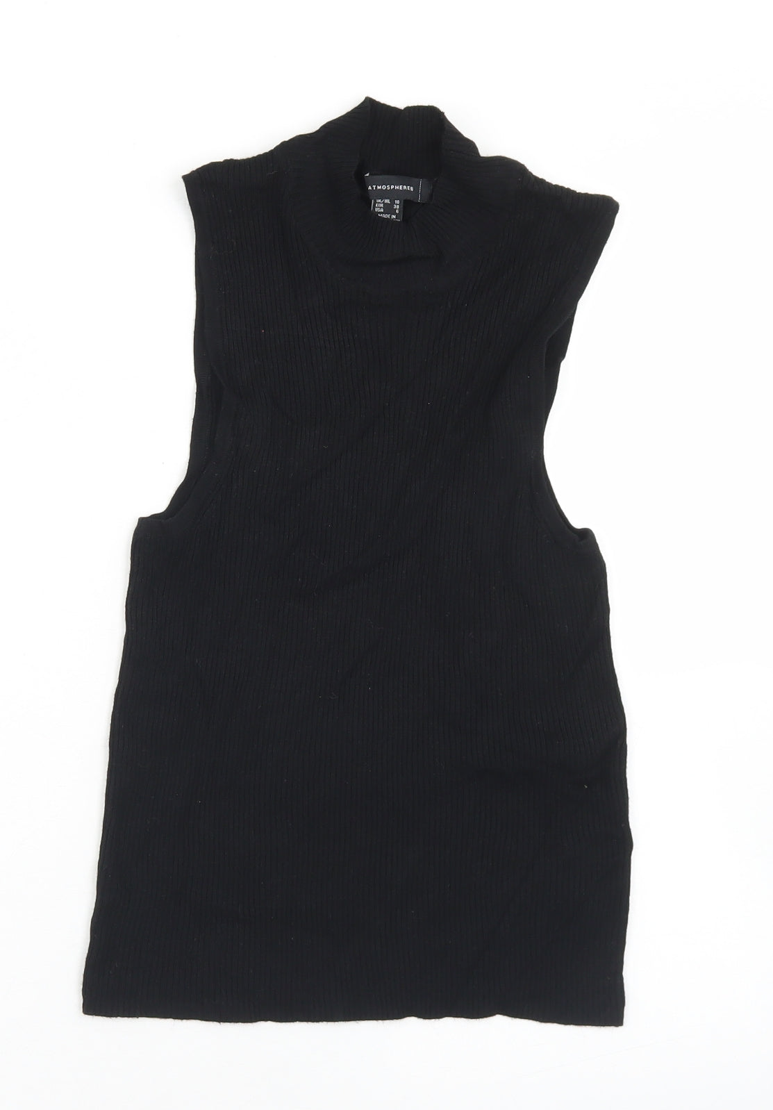 Atmosphere Womens Black Mock Neck  Acrylic Vest Jumper Size 10