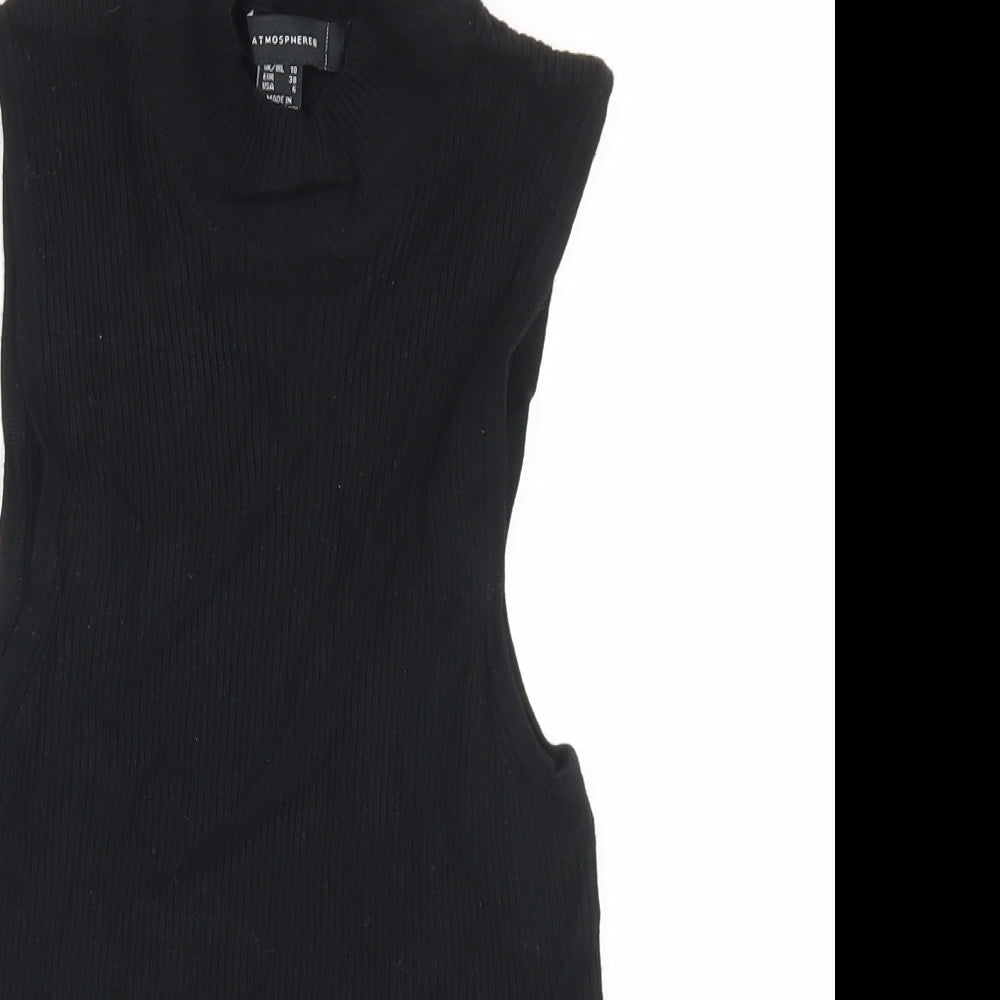 Atmosphere Womens Black Mock Neck  Acrylic Vest Jumper Size 10