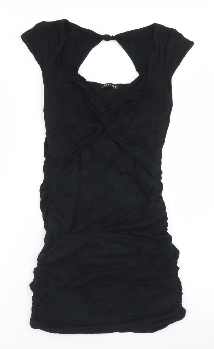West One Womens Black  Viscose Bodycon  Size 8  Round Neck