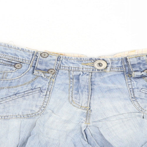 River Island Womens Blue  Cotton Mini Skirt Size 10   Button